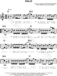 Beyonce Halo Sheet Music For Beginners In C Major Download Print Sku Mn0135884