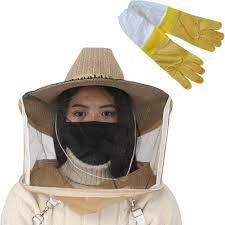 Amazon Com Mocohana2 Pack Beekeeper Hat With Veil And Beekeeping Gloves With Long Sleeves Cowboy Bee Net Veil Full Face Neck Cover Goatskin Leather Beekeeper S Glove Outdoor Mask Head Face Protector Industrial