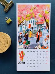 2020 Desk Calendar Office Calendar 2020 Monday Start Calendar 2020 12 Illustrated Calendar Cards Art Desk Calendar 2020 Holiday Gift Calendar Design Artist Calendar Illustrated Gift