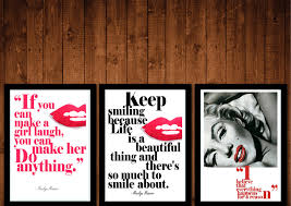 3 Vintage Red Lips Style Marilyn Monroe Quote By Theprintsworld Love
