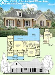 A wraparound porch also graces the first floor. Architectural Designs Acadian House Plan 51742hz Gives You 1 900 Square Feet On The Main Floor And A Bonus Room G Acadian House Plans House Plans Acadian Homes