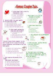 Whether these celebs are defining the phrase power couple o. Famous Couples Quiz Esl Worksheet By Elishor