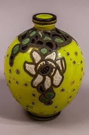 Andre Delatte Vase With Enamelled Decoration Catawiki Art Decoration Art Deco Glass Vase
