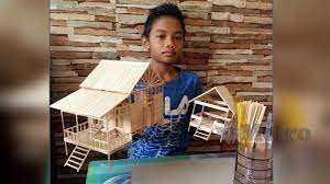 Kraft tangan dari batang aiskrim. Rumah Lidi Curi Perhatian