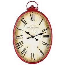 Red Metal Oval Wall Clock With Handle Hobby Lobby 761346 Red Wall Clock Large Red Wall Clock Wall Clock