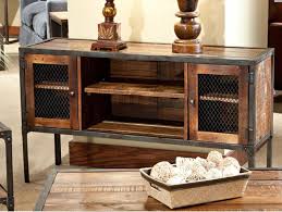 Iron Reclaimed Wood Entertainment Center Rustic Industrial Reclaimed Wood Iron Metal Conso Sofa Table With Storage Wood Sofa Table Emerald Home Furnishings