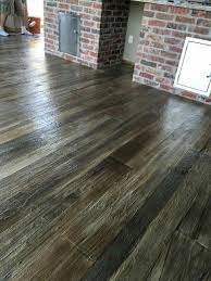 Concrete Stained And Textured With Overlayment To Look Like Wood Plank Concrete Stained Floors Diy Concrete Patio Stained Concrete