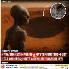 ⚡️: NASA Discovers Mysterious Martian Hole, Hints at Alien Life “Portal” 👇: Read More NASA has unveiled a stunning image of a massive, 300-foot-wide hole on Mars, sparking speculation about alien life.