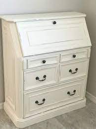 A two toned chalk paint desk redo. How To Refinish Furniture With Chalk Paint A Mom S Take