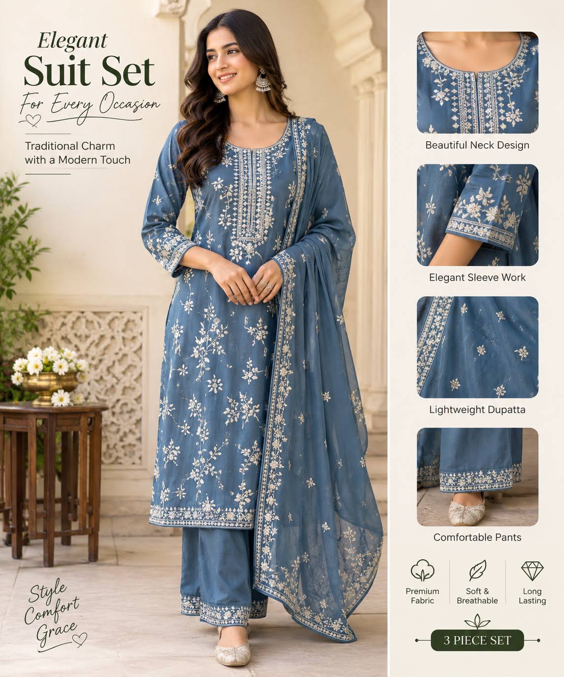 Elegant 3-Piece Suit Set – Women’s Ethnic Wear product image