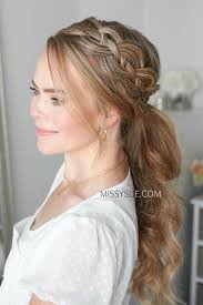 Secure hair with an elastic band and repeat these same steps for the rest of the hair if needed. 4 Strand Braid Ponytail Missy Sue