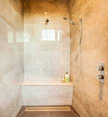 Curbless shower with linear drain. Walk In Shower With Seat Modern Bathroom Hobart By Bathrooms By Advantage Houzz Ie