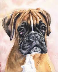 Boxer Watercolor Print Of The Original Painting Art Cute Sweet Dog Decor By Georgewatercolorart On Etsy Boxer Dogs Art Dog Paintings Dog Art