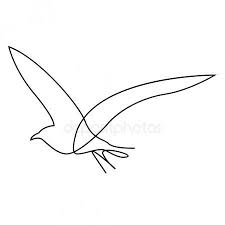 Bird In Flight Line Drawing One Line Gull Or Seagull Flies Design Silhouette Hand Drawn Minimalism Style Ve Sponsored Flies De Minimal Drawings Seagull Illustration Seagull Tattoo
