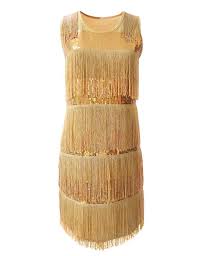 Black And Gold Dress Amazon Prettyguide Women 1920s Gatsby Sequin Tiered Swing Fringe Flowy Dress Gold At Amazon Women S Clothing Flapper Cocktail Dress Great Gatsby Dresses 1920s Fashion