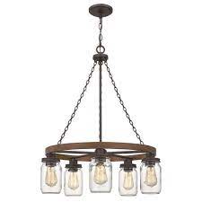 12 (1) none (uses integrated led) (6) product type. Patriot Lighting Elegant Home Wheland 5 Light Matte Black Faux Wood Chandelier At Menards