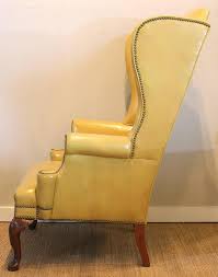 Mustard Yellow Leather Wing Chair 1stdibs Com Leather Wing Chair Chair Antique Dining Chairs