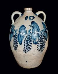 Ten Gallon Midwestern Stoneware Double Handled Jug With Grapes Decoration Stoneware Crocks Grape Decor Antique Stoneware