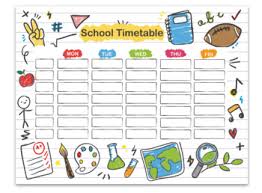 Editable School Timetable With Hand Drawn School Objects By Fatih Karakas In 2020 School Timetable Daily Schedule Kids Schedule Planner