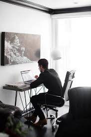Black And White Office Desk The Skinny Confidential S Bold Black White La Condo Black And White Office House Styles Condo