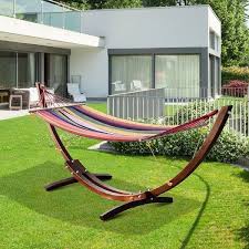 Learn how to build a hammock stand in a few hours! Outsunny 10 5 Solid Pine Wood Outdoor Single Person Curved Arc Hammock With Stand Overstock 22200471