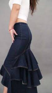 Aliexpress Com Buy Plus Size Xl Fashion Denim Fish Tail Skirt Layers Of Ruffles Patchwork Cowboys Mermaid Skirt Long Denim Fashion Skirt Outfits Womens Skirt