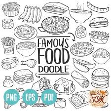 International Famous Food Restaurant Menu Doodle Icons Fast Etsy In 2021 Doodles Doodle Icon Line Art
