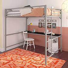 This workstation loft bed combines rest and work into one. Amazon Com Dhp Miles Metal Full Loft Bed With Desk Silver Furniture Decor