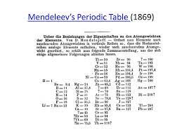 Mendeleev also made major contributions to other areas of chemistry, metrology (the study of measurements), agriculture, and industry. Mendeleev S Periodic Table 1869 Ppt Download