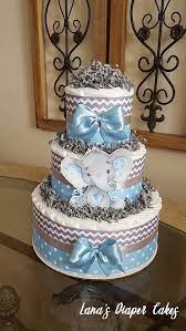 3 Tier Blue And Gray Elephant Diaper Cake Baby Boy Shower Centerpiece Baby Shower Garcon Elephant Gateau De Couches Garcon Couches Fete Prenatale