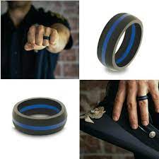 This Thin Blue Line Silicone Wedding Ring For Law Enforcement Men Law Enforcement Wedding Silicone Wedding Rings Mens Wedding Rings