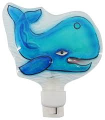 Blue Whale Night Light Electric 7 Watt Glass Beach Style Night Lights By Zeckos