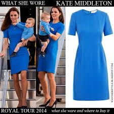 What She Wore Kate Middleton In Bright Blue Short Sleeve Dress At Canberra Airport On April 20 Short Sleeve Dresses Short Sleeve Shift Dress Dresses