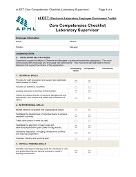 A version of this checklist for the. Core Competency List