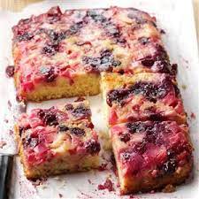 Rhubarb Berry Upside Down Cake Recipe Rhubarb Recipes Rhubarb Desserts Recipes Rhubarb And Custard