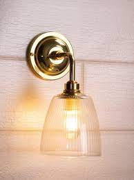Clear Ribbed Glass Bathroom Wall Light Ip44 Pixley Industrial Vintage Designer Retro Style Glass Wall Lights Wall Lights Contemporary Bathroom Lighting