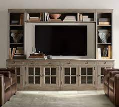 Pb modern | baby + kids bedding. Livingston 7 Piece Entertainment Center Gray Wash Potterybarn Entertainment Center Family Room Design Glass Cabinet Doors