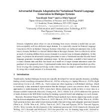 Adversarial Domain Adaptation For Variational Neural Language Generation In Dialogue Systems Acl Anthology