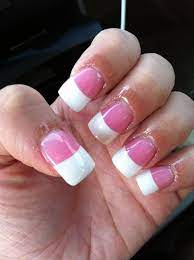 Medium Pink And White French Acrylics White Tip Nails White Nail Designs French Acrylic Nails