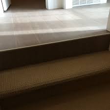 Wood Floor Tile With Metal End Cap At Top Of Staircase Transitioning Into Carpet Flooring For Stairs Wood Tile Floors Carpet To Tile