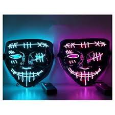 80%off led halloween masks 3 modes can be controlled will not cause eye strain and fatigue Lumiparty Halloween Scary Mask Led Mask Led Purge Mask 2pack Led Light Up Mask El Wire Light Up For Festival Cosplay Halloween