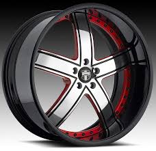 Black And Red Wheels Custom Red And Black Rims Center With Red Accents And Polished Black Lip Custom Wheels Rims Wheel Rims Custom Wheels Cars Rims For Cars