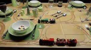Dining Tables With Built In Toy Train Tracks Great For My Grandkids Especially Jacob The Train Lover Wooden Train Set Dining Table Setting Wooden Train