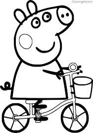 Print free peppa pig coloring pages. Peppa Pig Riding A Bicycle Coloring Page Coloringall