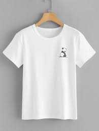 Panda Pocket Print T Shirt Printed Tees Panda Print Short Sleeve Pullover