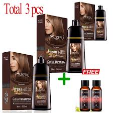 Does not contain ammonia, bleach or formaldehyde. Mokeru 3pcs Natural Argan Oil Essence Permanent Hair Color Shampoo Long Lasting Hair Dye Shampoo For Women Professional Hair Dye Product Best