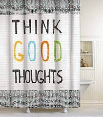 Dream Factory Think Good Thoughts Fabric Shower Curtain 70 Inch X 72 Inch Black Dream Factory Kids Shower Curtain Cool Shower Curtains Fabric Shower Curtains