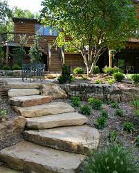 Natural Stone Steps Outdoor Landscaping Ideas Front Yard Backyard Landscaping Garden Stairs