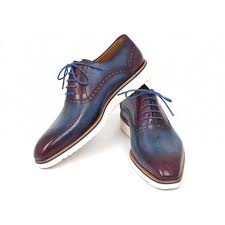 Oxford Style Smart Casual Shoes For Men Blue Purple Dual Tone Handpainted Upper Cream White Rubber Sole Per Oxford Shoes Men Casual Oxford Shoes Oxford Shoes