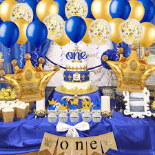 1st Birthday Party Decorations For Boys Blue Gold Baby Boy First Birthday Decorations Blue Royal Prince Birthday Party Supplies Buy Online In Japan At Desertcart Jp Productid 179836271